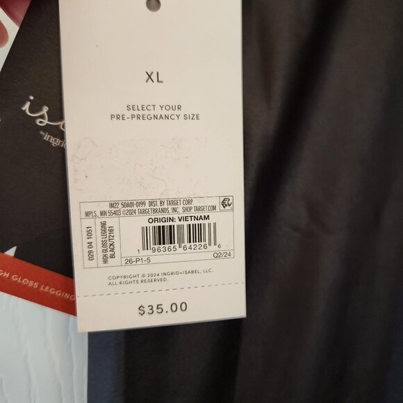 Ingrid & Isabel Maternity Crossover Panel Faux Leather Leggings XL Black NWT - Picture 6 of 9